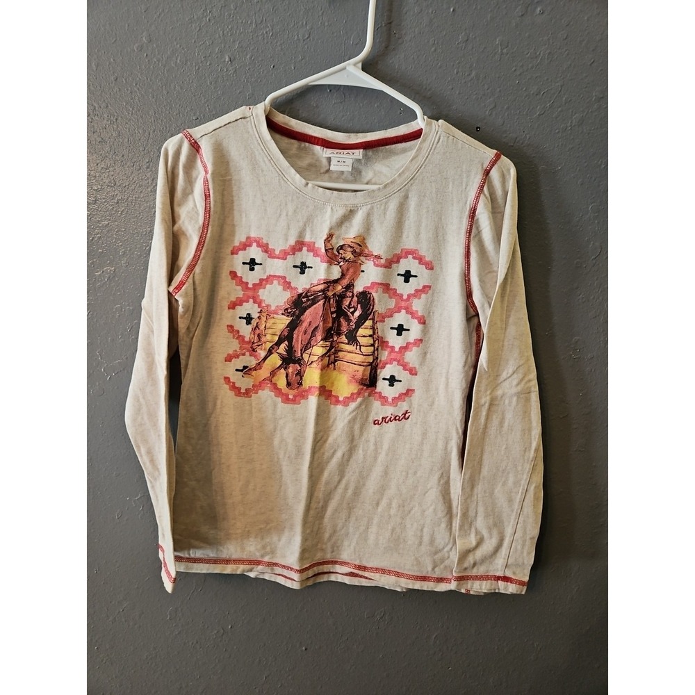 Ariat youth medium Thin Long Sleeve western Graphic pullover Logo (318)‎